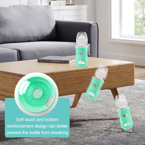 ZMDMAH 3Pack SilikonhüLlen Babyflaschen, 240 Ml Bruchsicherer Babyflaschenhalter, Anti-Drop-Abdeckung für Babyflaschen Passend für Philips Avent Flaschenglas, Avent Flaschen Bpa-Frei (Weiß/Blau/GrüN)