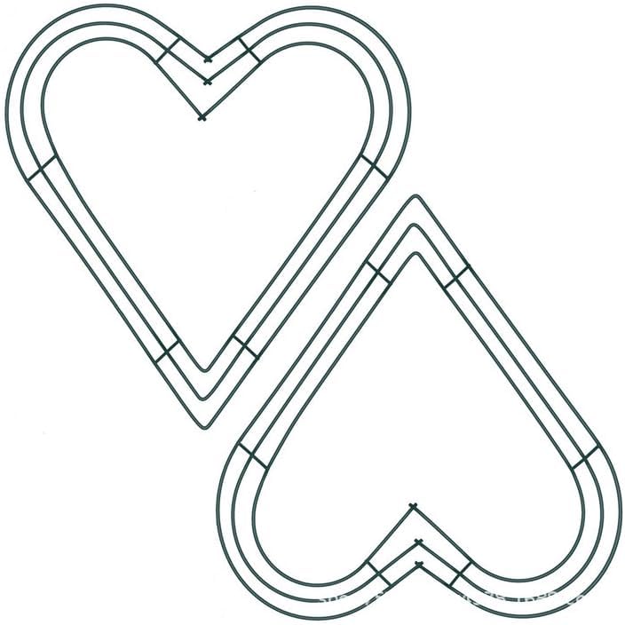 2 Pcs Heart Wreath Frame - Wire Wreath Form for Floral Arrangements, Heart Frame Wreaths Making Supplies for Valentine's Day, Weddings, Home Decor, 14 Inches, Green