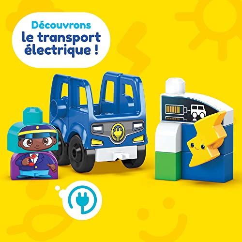 Mega Bloks First Builders Ville Verte, Bus électrique, Jeu de Construction, 36 pièces Dont Gros Blocs et 2 Personnages, pour Enfants et bébés dès 1 an, HDX90