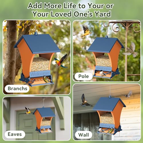 Wildpark Squirrel Proof Bird Feeders for Outdoors, 5LB Metal Hanging Feeders, Large Wild Feeders for Cardinals, Chickadees, Durable Backyard Feeders-One in Orange by Wildpark - Used condition - Image 5