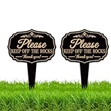 WEBEEDY Please Keep Off The Rocks Yardサイン 杭付き 両面 Please Stay Off アルミ看板 耐候性 芝生 庭 庭 装飾 屋外用 25x35cm/10x14インチ 2個