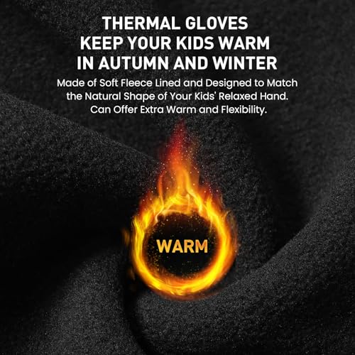 FINGER TEN Kids Winter Gloves Warm Waterproof with Free Neck Warmer Boys Girls Touchscreen for Cold Weather Outdoor Sports3