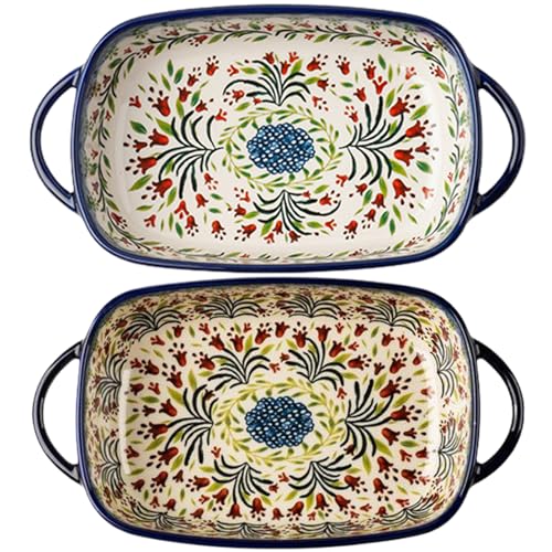 Plato de horno de cerámica de 730 ml y fuente rectangular con asas para lasaña 6