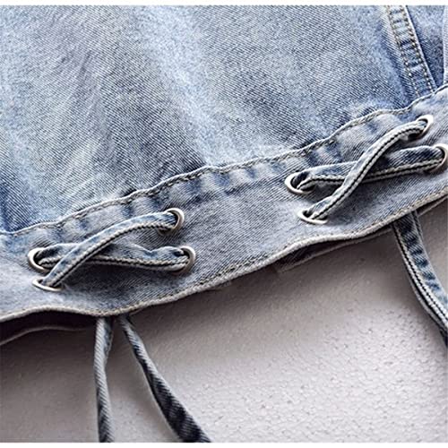 Chaqueta de mezclilla sin mangas para mujer chaleco vaquero corto azul oscuro XXL 5
