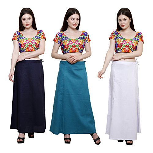Image of Pistaa combo of 3 Women's Cotton Best Indian Readymade Inskirt Saree petticoats