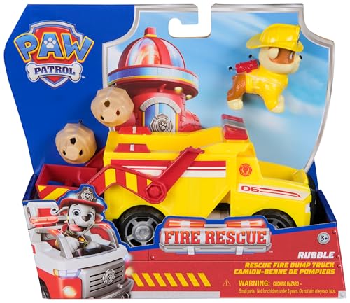 Paw Patrol - Pat Patrouille - Véhicule Figurine Ruben Fire Rescue Mission Pompiers - Voiture Figurine À Collectionner - 2 Projectiles - Pat Patrouille Jouet - Voiture Enfant - Jouet Enfant 3 Ans Et +