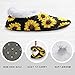 Naanle Women's Sunflower Memory Foam Slippers, Comfy Indoor/Outdoor Fuzzy Fleece Warm Home Slippers with Anti-Slip Rubber Sole, Size 5-6, Yellow