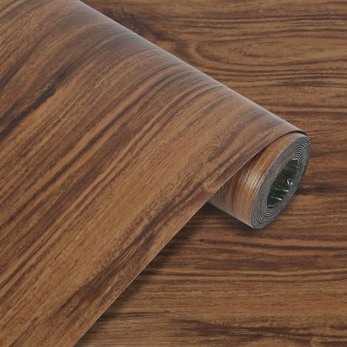 IGTOPS Revestimiento de suelo de PVC autoadhesivo, suelo de vinilo de madera, 0,15 cm, antideslizante, impermeable, suelo de vinilo autoadhesivo, 40 x 300 cm, 1,2 m (marrón madera)