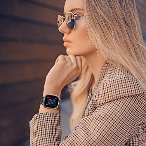 Band For Fitbit Versa 2/Versa/Versa Lite Women/Men,Magnetic Bracelet For Fitbit Versa 3/Sense Smart Watch Bands,3 Pack Milanese Stainless Steel Metal Mesh Strap Replacement Wristband #TOP5