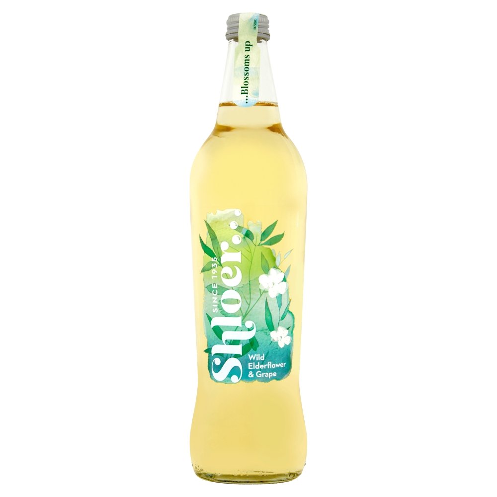Shloer Bebida de zumo de uva blanca brillante y flor de anciano, 750 ml, paquete de 6