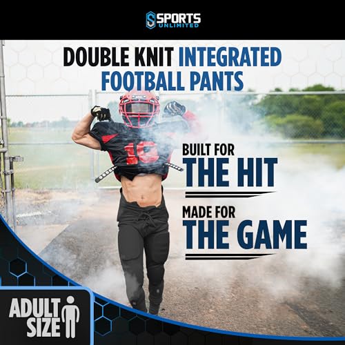 Sports Unlimited Double Knit Integrated Adult Football Pants, Men Football Practice Pants Navy - Thumbnail 7