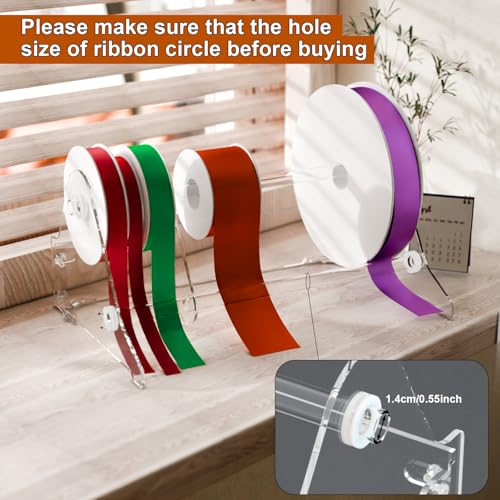 Image of Homakover Acrylic Ribbon Storage Organizer, Wall Mounted or Desk Top, 2-Layer Art Ribbon Dispenser, Holds Large Sizes, Ideal for Craft Room, Flower Shop Wrapping Paper