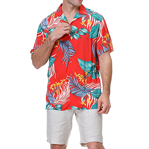Damipow Hawaiian Shirts for Men Short Sleeve Aloha Beach Shirt Floral Summer Casual Button Down Shirts - Image 4