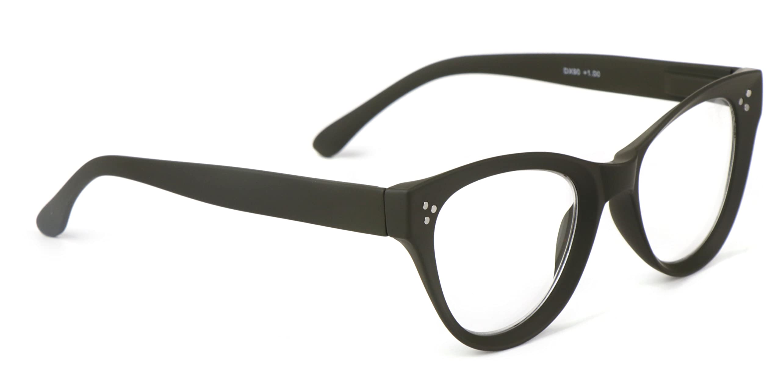 Fads & Fashions Cat Eye Bold Framed Stylish Retro Reading Glasses with Spring Hinges DX90 (Green, 2.5, multiplier_x)