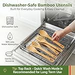 Dishwasher Safe Bamboo Wooden Spoons for Cooking 6-Piece – Kitchen Gadgets Wooden Cooking Utensils Set – Premium Kitchen Utensils Set – Easy to Clean, Perfect for Non-Stick Cookware - Image 2