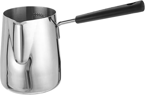 uxcell Cafetera con líneas de escala, calentador de café de acero inoxidable de 20 oz20.3 fl oz, calentador de mantequilla, calentador de café, olla