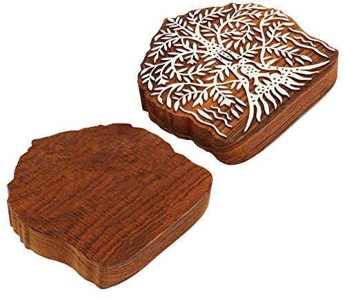 Bloc d'impression textile en bois sculpté main de 15 cm pour tissus