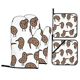 Kiwi Birds Niedliche Ofenhandschuhe und Topflappen-Set, Ofenhandschuhe, hitzebeständige Ofenhandschuhe zum Kochen, Backen und Grillen