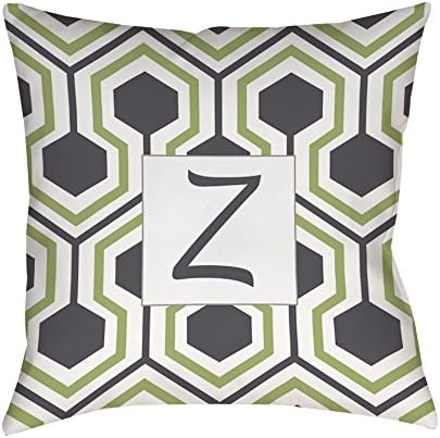 Manual Woodworkers & Weavers Square Throw Pillow, 20-Inch, Monogrammed Letter Z, Grey Honeycomb