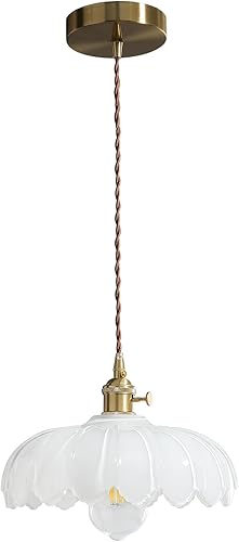 Miniatura 17 de Lámpara colgante enchufable: Lámpara colgante de vidrio ámbar enchufable, cable de lámpara de swag de 14.7 pies con interruptor de encendido/apagado