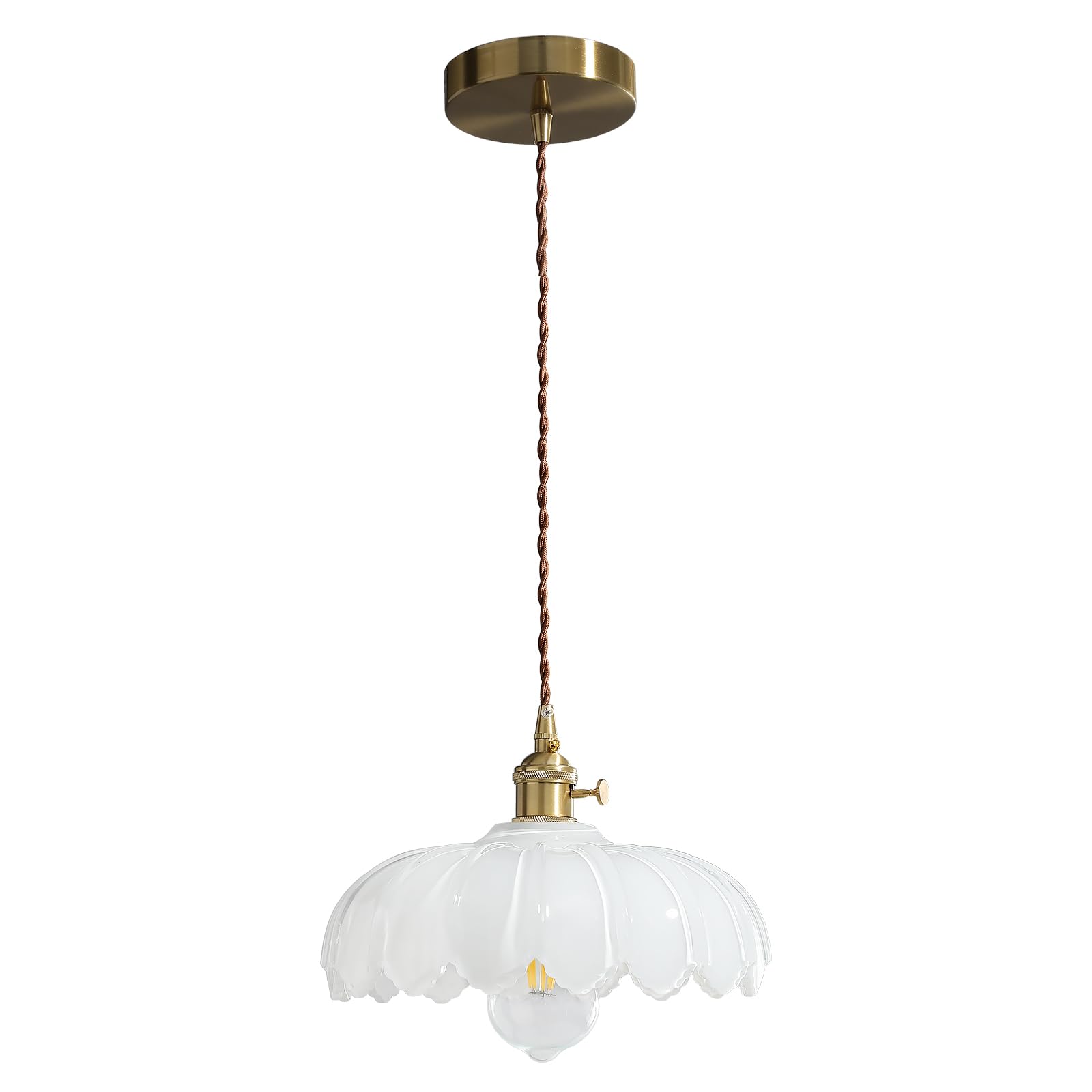Xzhgcee Milk Glass Vintage Pendant Light Fixtures: Pendant Lights Kitchen Island, White Pendant Light Fixture For Bedroom Dining Room