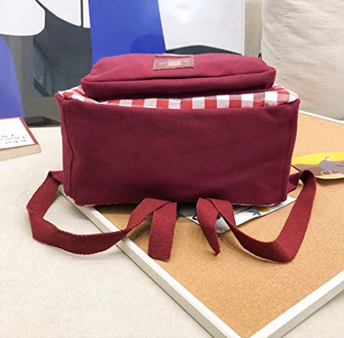 Mochila de lona con diseño de cuadros resistente y estilo juvenil 5