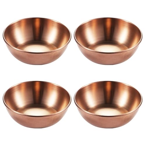 Operitacx Rose Gold Stainless Steel Small Plate Set of 4 Mini Sauce Bowls Steel Tray for Home Serving Sushi Desserts Condiments