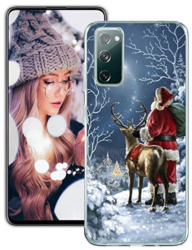 S20 Fe 5G Case Christmas for Samsung Galaxy S20 Fe 5G Case Silicone Clear Cover Case Santa Claus Cute Cases Rubber Shockproof Protective Phone Case for Samsung Galaxy S20 Fe 5G 6.5 Inch Shell Women