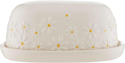 Price & Kensington Daisy Butter Dish | Ceramic Butter Keeper with Embossed Daisy Design | Cream Glaze | Kitchen Butter Storage