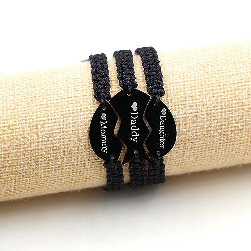 Uloveido Mom Dad Daughter Best Friends Forever Bitch 1/2/3 Family Friendship Bracelets for Mother Daddy Daughter Best Friends3