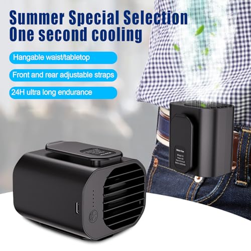 Ventilador de cinturón portátil recargable con batería de 6000 mAh para viaje 8