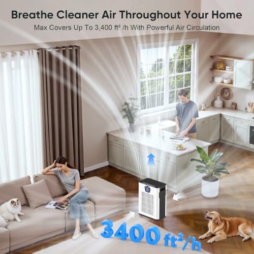 Image of DAYETTE Pet Air Purifier for Home Large Room 3400 Ft, TVOC & PM2.5 Sensors