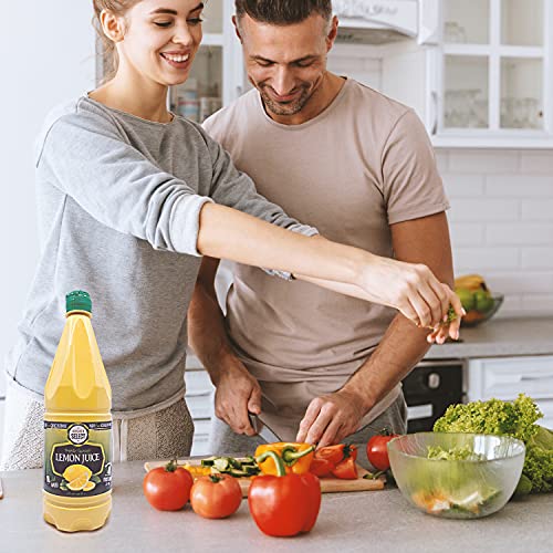 2 Pack 100% Lemon Juice Freshly Squeezed No Added Water 33.8Oz Not From Concentrate - Appx 40 Freshly Squeezed Lemons In Each Bottle - Kosher Food - Kosher Select #TOP4