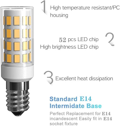 Miniatura 4 de LUHMQ Bombillas LED E14, paquete de 3 bombillas E14 con base de tornillo europea para lámpara de vela de ventana eléctrica, bombilla de refrigerador