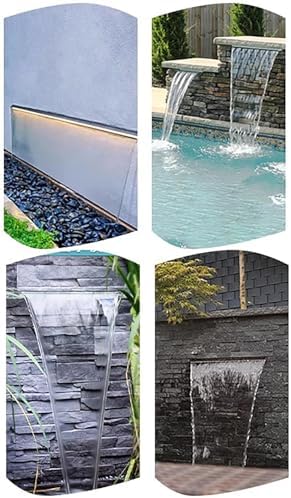 Customizable 62" Stainless Steel Waterfall Kit - Indoor/Outdoor Fountain Spillway for Pond & Garden, Perfect for Backyard Koi Pools, Enhances Water Features (Color B)