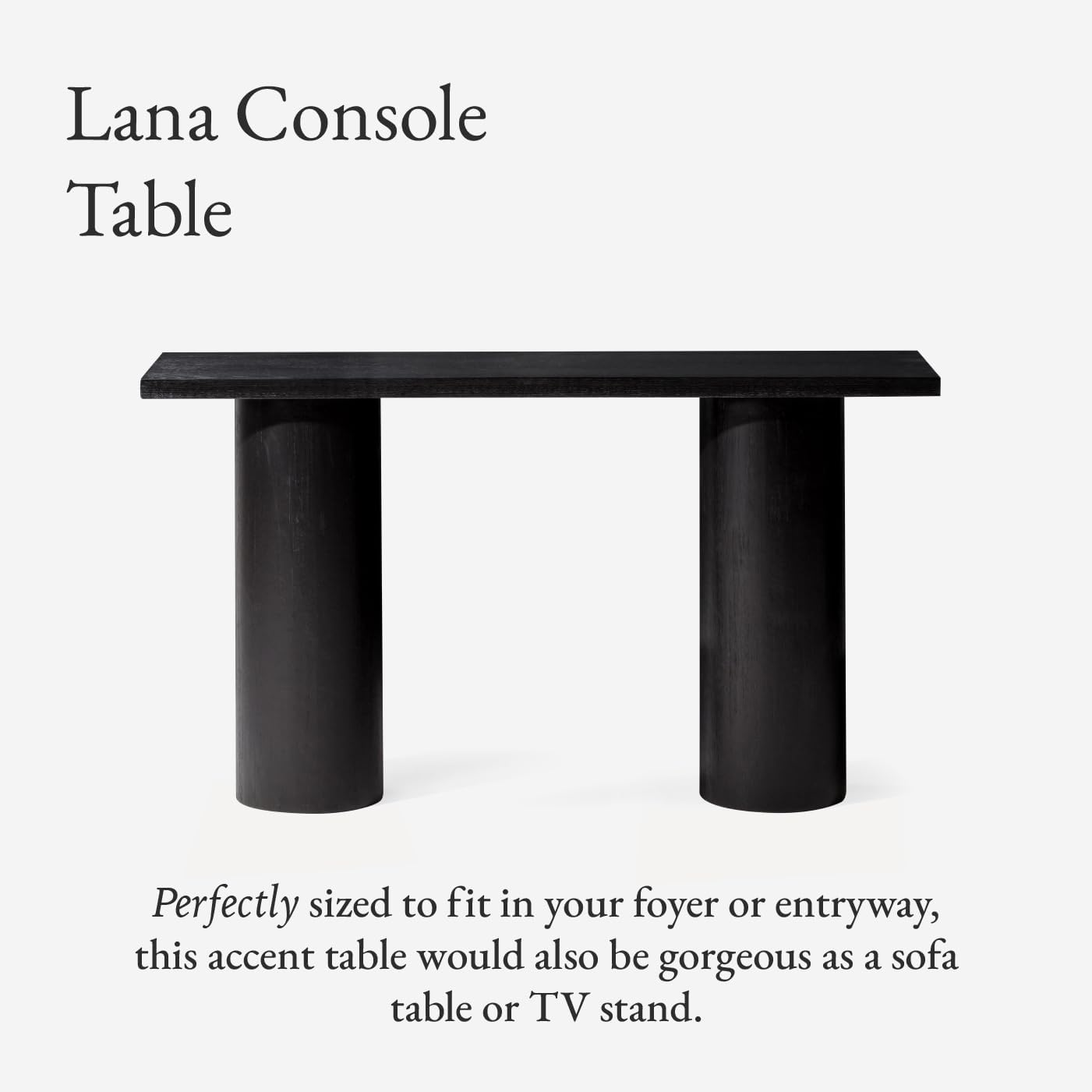 Maven Lane Lana Contemporary Rectangular Accent Console Table for Small Spaces and Front Door Entrance Hallway in Refined Black Finish - Image 4