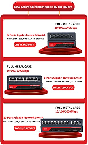 Kuwfi Gigabit Ethernet Network Switch 10/100/1000Mbps 10 Port Rj45 Lan Hub Desktop Fast Ethernet Switch For Office Dormitories Home #TOP7