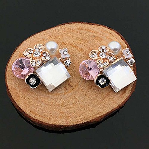Tangpan 10 piezas flores Rhinestone parte trasera plana botones boda adornos manualidades