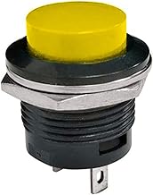 EKSIL 1 pieza R13-507 momentáneo SPST sin rojo, negro, blanco, amarillo, verde, azul, tapa redonda, interruptor de botón AC 6A/125V 3A/250V (color: amarillo)