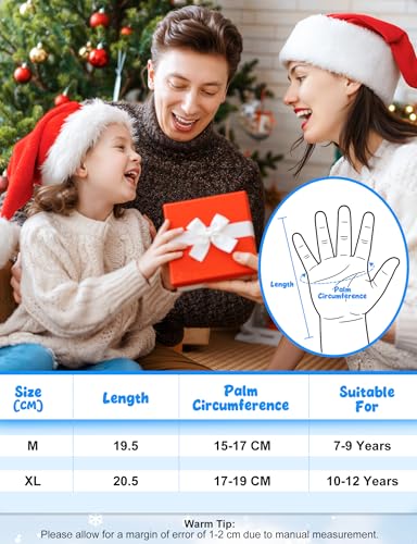 Becellen Fahrradhandschuhe Kinder, Touchscreen Handschuhe Kinder Reithandschuhe Warme Winterhandschuhe mit Anti-Rutsch Thermo Laufhandschuhe für 7-12 Jungen und Mädchen