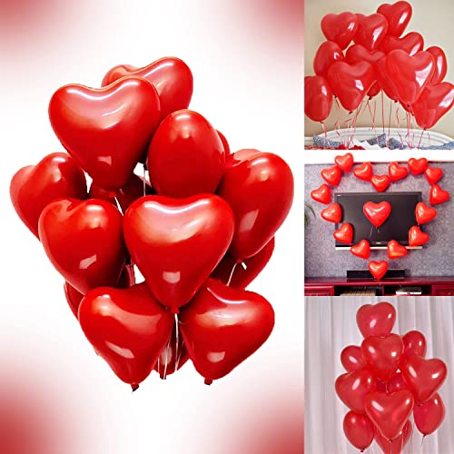 Image of Party Propz Red Heart Balloons For Decoration - 50 Pcs Heart Shape Balloons, Anniversary Balloons for Decorations, Love Balloon For Decoration, Anniversary Decoration Items (Latex)
