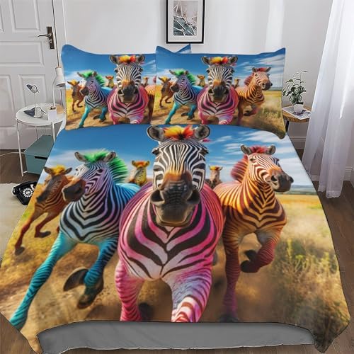 Housse de couette fermeture éclair zèbre 3D King confortable - 2