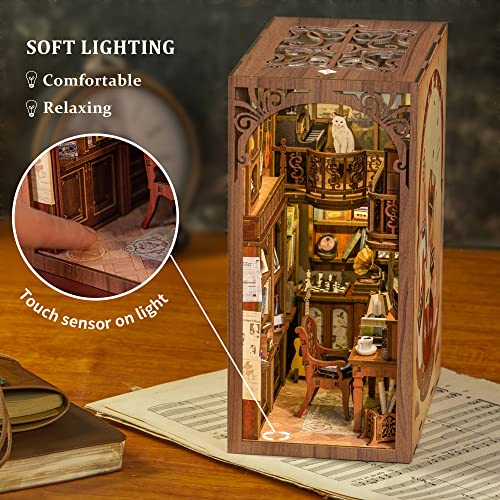 Cutebee Diy Book Nook Kit Bookshelf Insert Bookend Stand Bookcase Book Stand Booknook Miniature House Kit With Sensor Light 3D Wooden Puzzle Model Building Kit (The Secret Rhythm) #TOP3