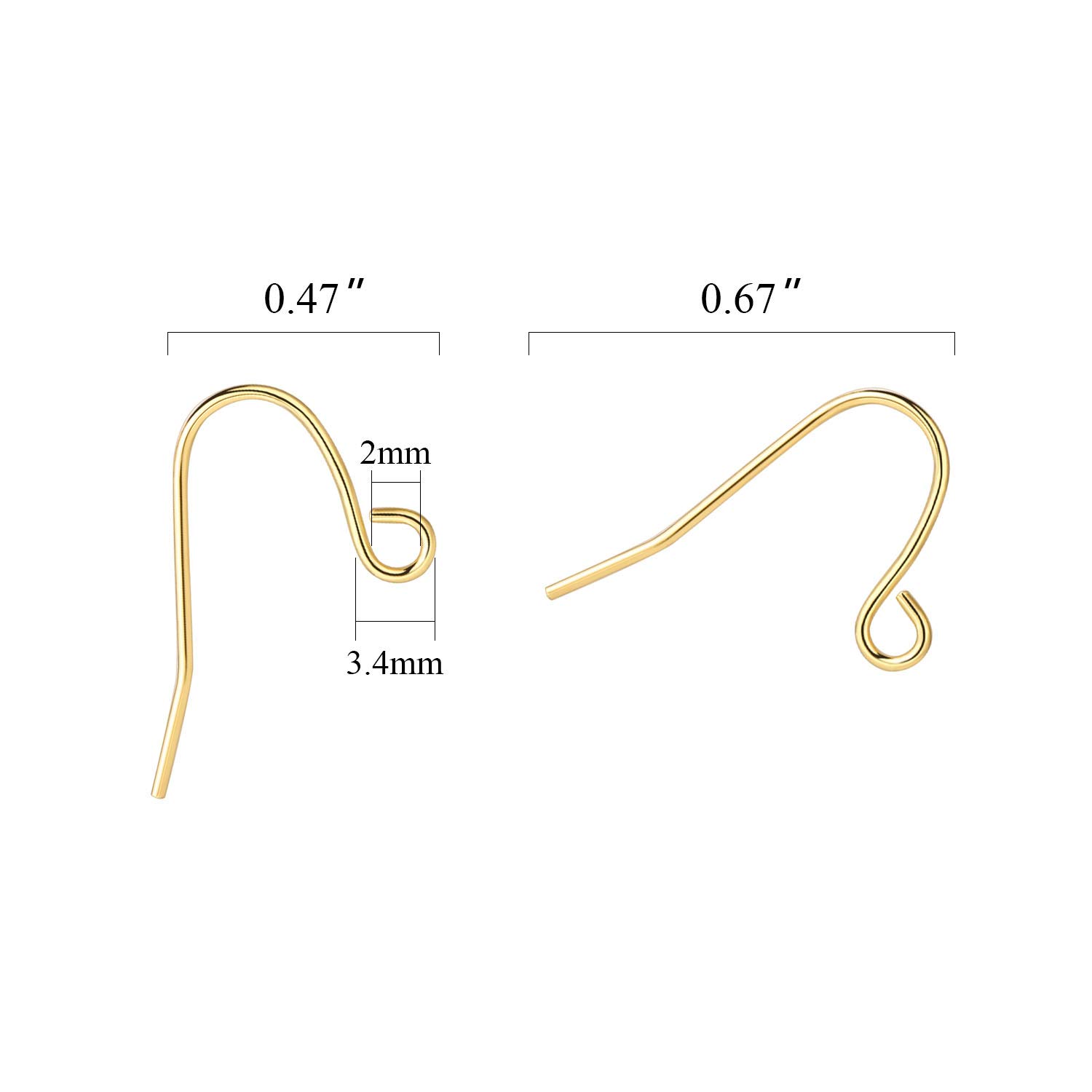 CREATCABIN Lot De 22 Crochets De Boucles D'oreilles En Laiton Plaqué Or 18 Carats Avec Boucle Verticale Pour Fabrication De Bijoux - 15 X 2 Mm