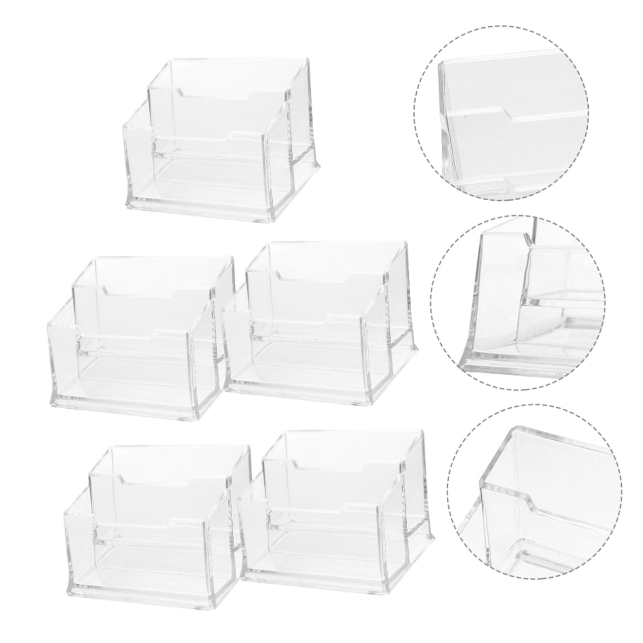 Lurrose 5pezzi Porta Biglietti Da Visita Trasparente Da Scrivania Organizer Per Biglietti Da Visita in Plastica Supporto Per Uffici e Viaggi
