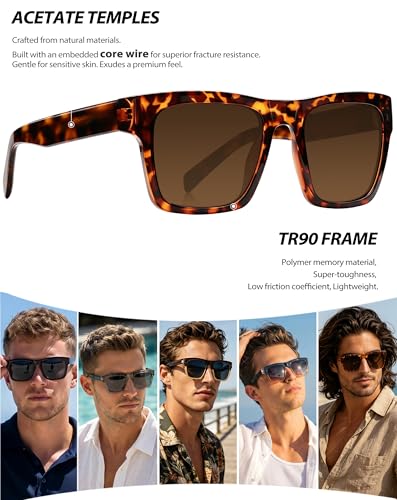 Image of Joopin Acetate Square Sunglasses Men Polarized UV400 Protection Trendy Oversized Sun Glasses Retro Shades Women