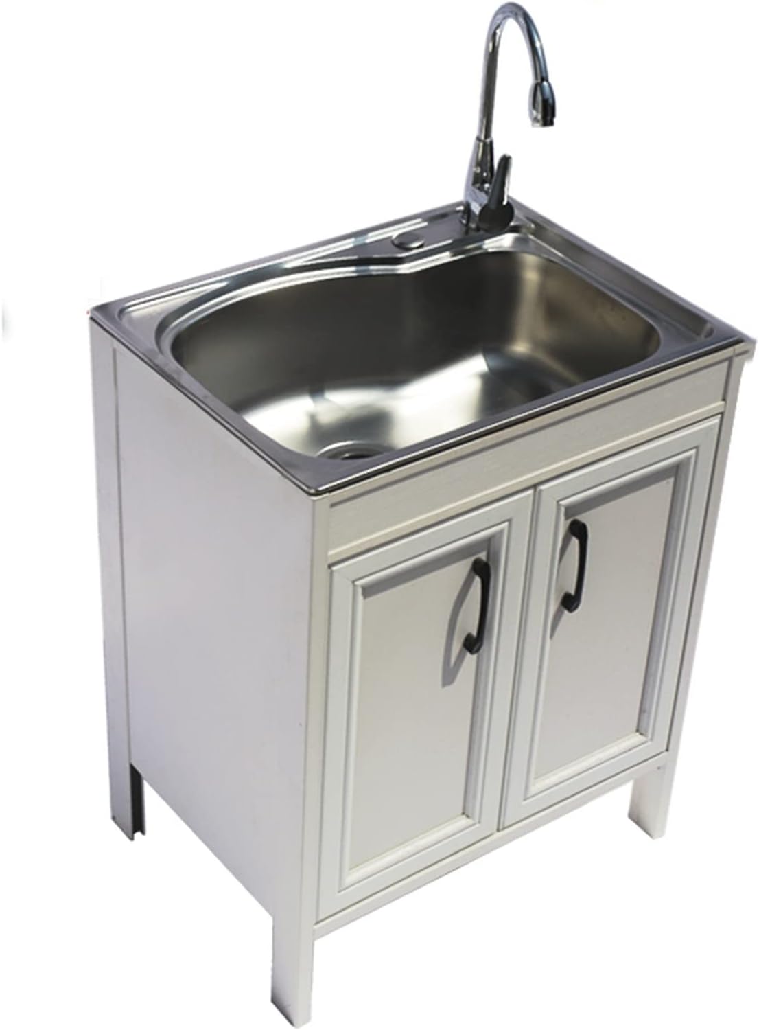Laundry Cabinet with Faucet and Stainless Steel Sink with 1 Storage Compartment Hand Washing Station for Utility Room, Kitchen, Bathroom (Size : C)