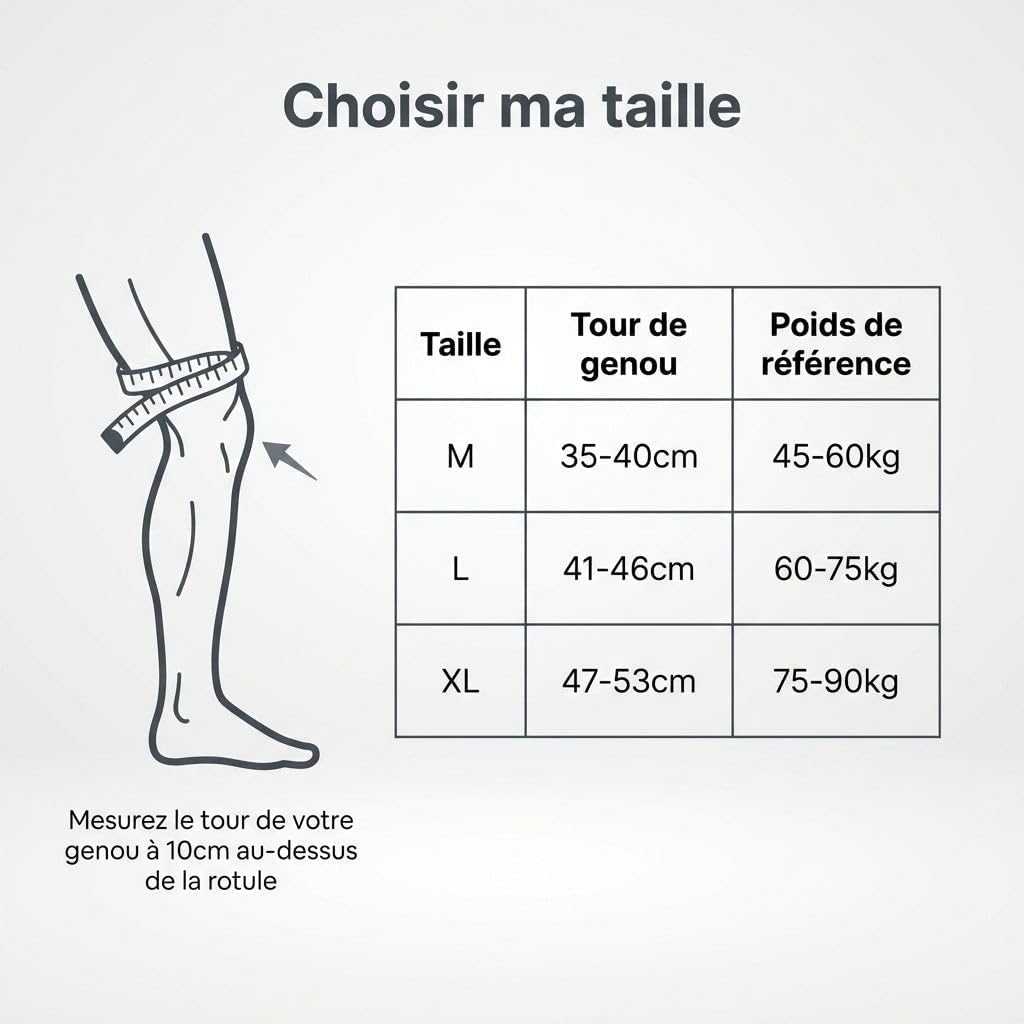 Flexi Pro Genouillère,Soutien Léger Tissu Respirant Compression Ajustable pour le Sport, La Marche Ou Le Travail Facile À Enfiler Lavable en Machine (Noir, L)