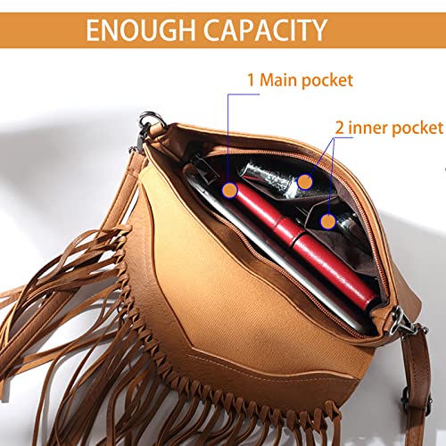 Vintage Fringe Purse Fringe Hobo Bags for Women Vegan Leather Tassel Hippie Crossbody Bag4