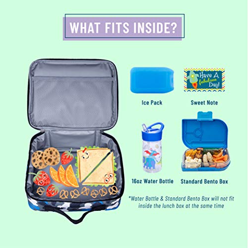 Wildkin Kids Insulated Lunch Box Bag For Boys & Girls, Reusable Kids Lunch Box Is Perfect For Early Elementary Daycare School Travel, Ideal For Hot Or Cold Snacks & Bento Boxes (Blue Camo) #TOP2